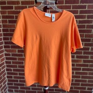 Elisabeth Orange Cotton Short Sleeve Tee Shirt - 2X Petite